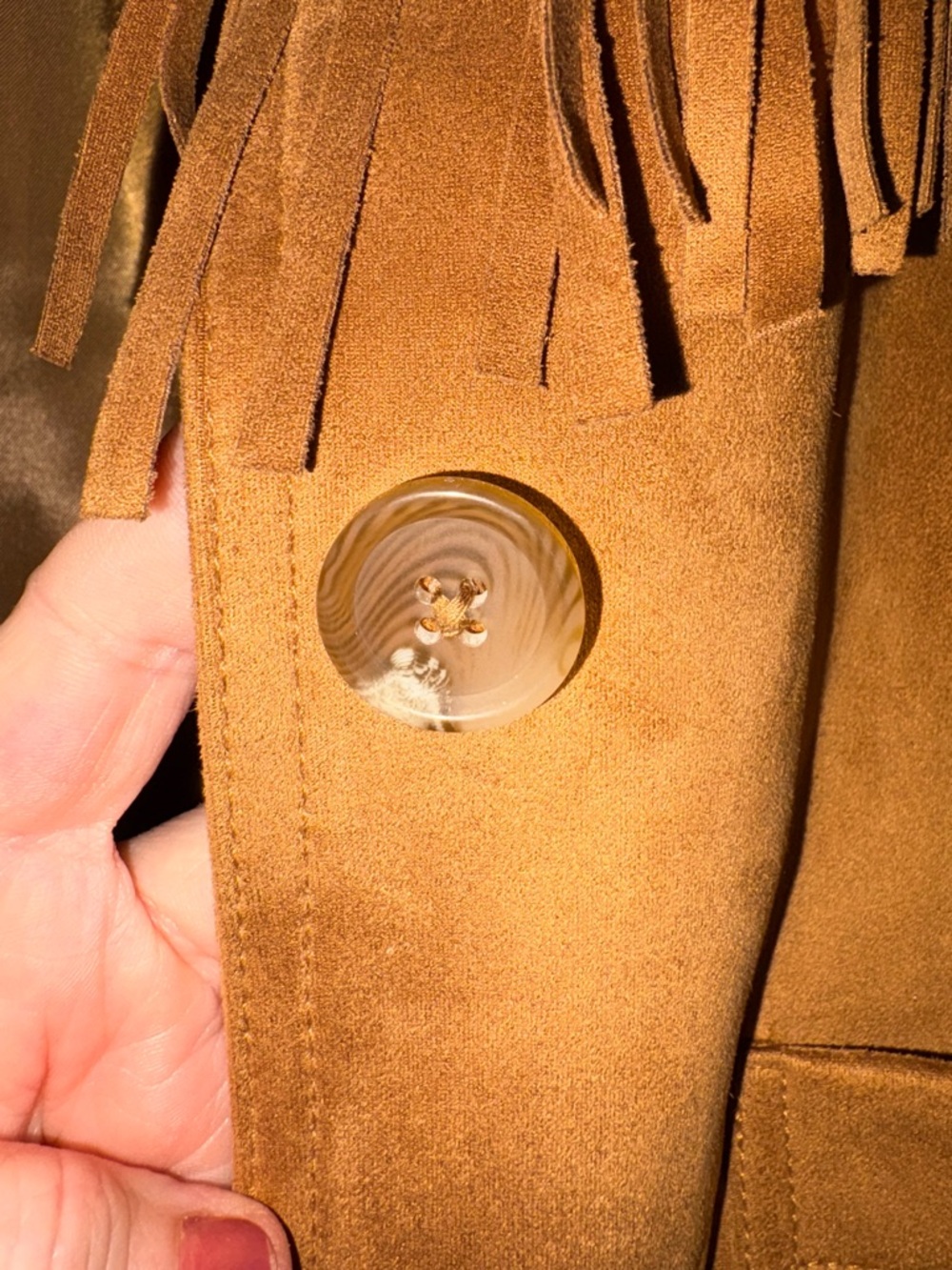 Fringe Vegan Suede Jacket in Camel - Women’s medium. Great condition - Picture 6 of 10
